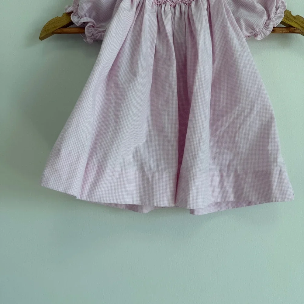 Petit Ami Bishop Pink Smocked Gingham Dress Size 3 Months